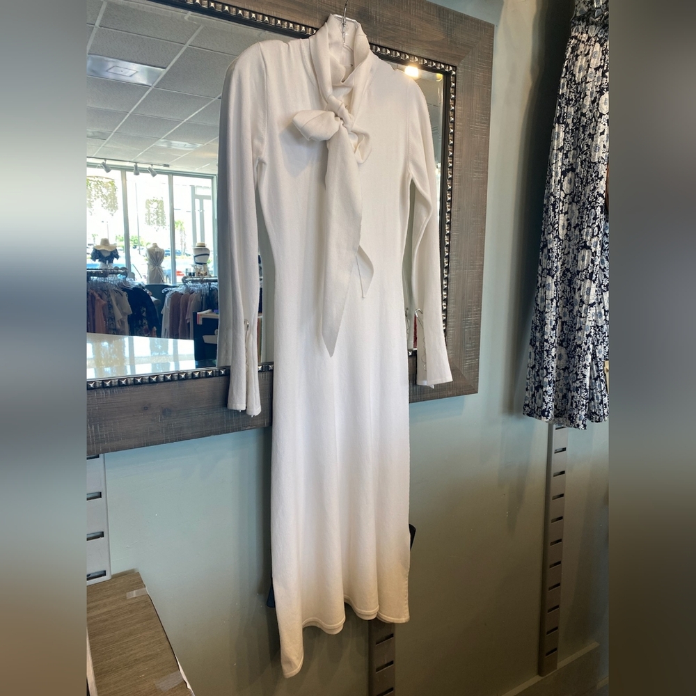 Sz S NWT $990 Ellery Emmersion mock neck tie scarf maxi jersey dress